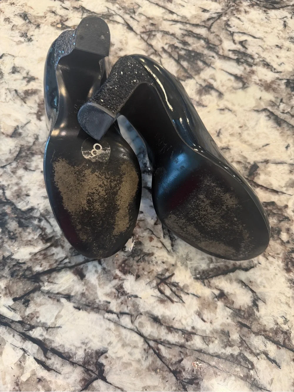 Tory Burch Black Patent Leather Round-Toe Heels
